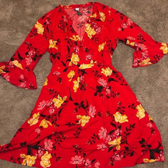 Red Floral Dress - Picture 1 of 4